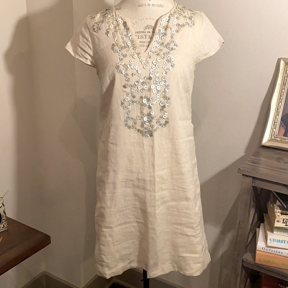 Vineyard Vines linen cap sleeve ivory dress size 4​ - Picture 2 of 9